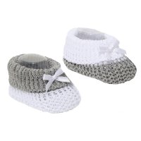 S433-G: Grey Cotton Turnover Baby Bootees